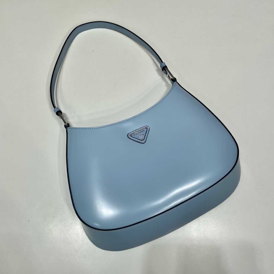 Prada Cleo Brushed Leather Shoulder Bag Celeste 1BC499